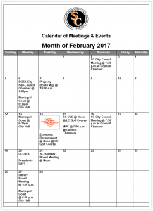 Calendar of Meetings & Events February 2017